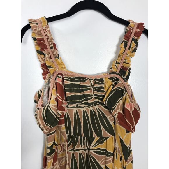 Sezane Filey Linen Sundress Women's 38 Cotton Floral Short Dress Summer Vacation - Picture 8 of 12